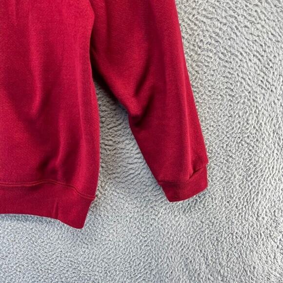 Vintage Blank Sweatshirt Men's Medium Red Hoodie Full Zip Streetwear Pockets Y2K - Picture 9 of 10